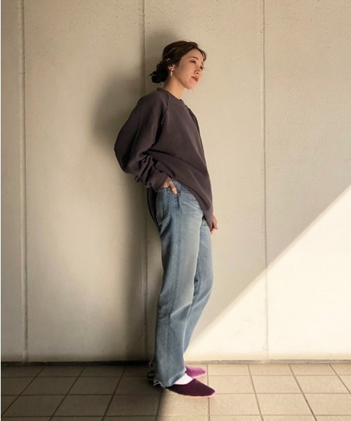 TODAYFUL（トゥデイフル）の「ワッフルラグラントップス（Tシャツ/カットソー・レディース・チャコールグレー/アイボリー・FREE）」の9枚目の写真