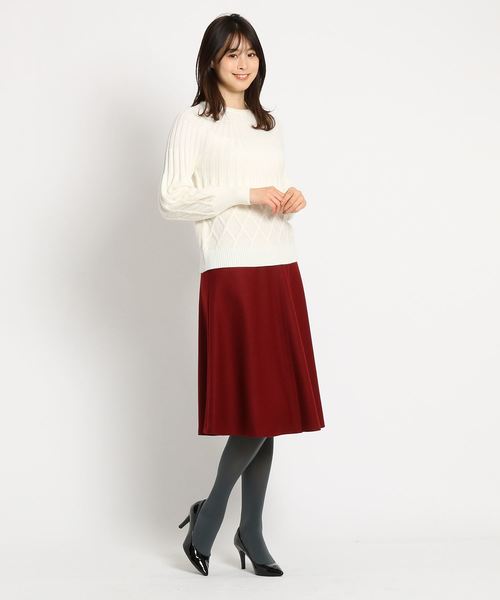 Sunauna(スーナウーナ)の「圧縮天竺ストレッチフレアスカート(スカート・レディース・ブラック/ダークグリーン/ワインレッド/チャコールグレー/パープル系・40/38/36)」の6枚目の写真
