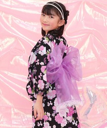 新品 ラベルエチュード 浴衣セット ギンガムチェック バラ ブラック LA BELLE ETUDE（ラベルエチュード）の「LA BELLE ETUDE 浴衣SET