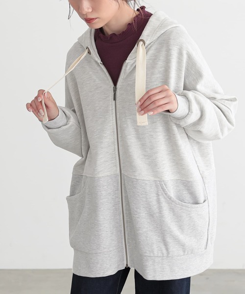 osharewalker(オシャレウォーカー)の「『配色リボンスウェットパーカー』(パーカー・レディース・ブラック/杢グレー/カーキ/オートミール・FREE)」の3枚目の写真