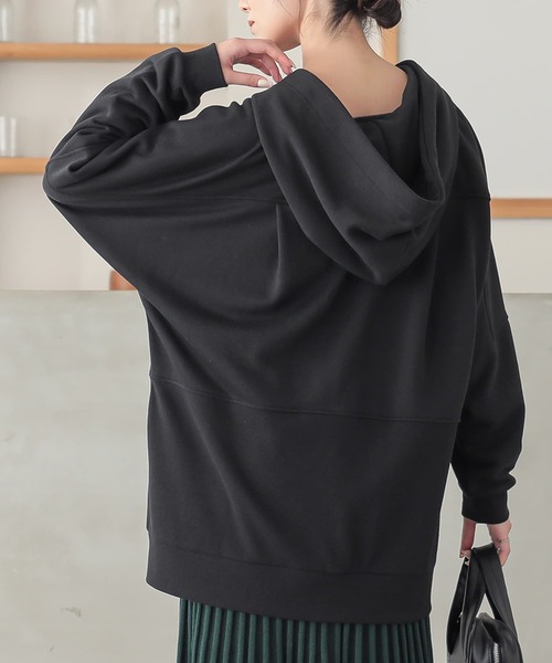 osharewalker(オシャレウォーカー)の「『配色リボンスウェットパーカー』(パーカー・レディース・ブラック/杢グレー/カーキ/オートミール・FREE)」の12枚目の写真