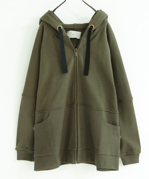 osharewalker(オシャレウォーカー)の「『配色リボンスウェットパーカー』(パーカー・レディース・ブラック/杢グレー/カーキ/オートミール・FREE)」の6枚目の写真