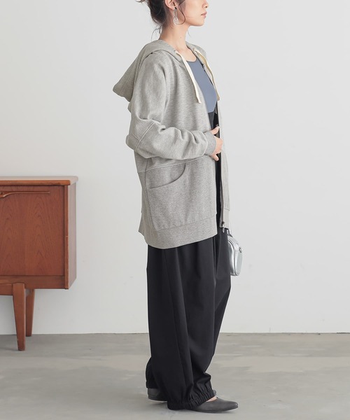 osharewalker(オシャレウォーカー)の「『配色リボンスウェットパーカー』(パーカー・レディース・ブラック/杢グレー/カーキ/オートミール・FREE)」の20枚目の写真