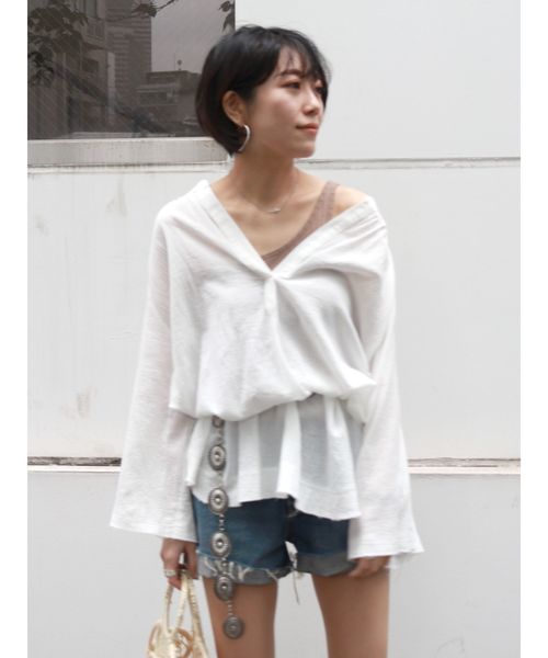 Ungrid（アングリッド）の「コットンガーゼスキッパーブラウス（シャツ/ブラウス・レディース・オフホワイト/イエロー/ブルー・FREE）」の2枚目の写真