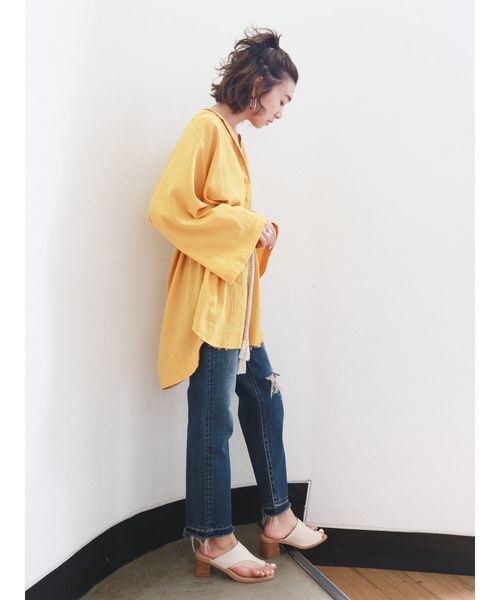 Ungrid（アングリッド）の「コットンガーゼスキッパーブラウス（シャツ/ブラウス・レディース・オフホワイト/イエロー/ブルー・FREE）」の6枚目の写真