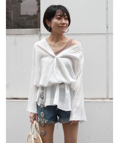 Ungrid（アングリッド）の「コットンガーゼスキッパーブラウス（シャツ/ブラウス・レディース・オフホワイト/イエロー/ブルー・FREE）」の8枚目の写真