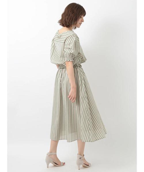 YECCA VECCA(イェッカヴェッカ)の「ストライプ柄ギャザ-スカ-ト(スカート・レディース・ブラック/グリーン・FREE)」の7枚目の写真