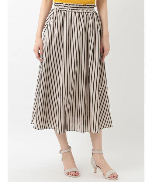 YECCA VECCA(イェッカヴェッカ)の「ストライプ柄ギャザ-スカ-ト(スカート・レディース・ブラック/グリーン・FREE)」の9枚目の写真