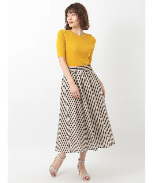 YECCA VECCA(イェッカヴェッカ)の「ストライプ柄ギャザ-スカ-ト(スカート・レディース・ブラック/グリーン・FREE)」の10枚目の写真
