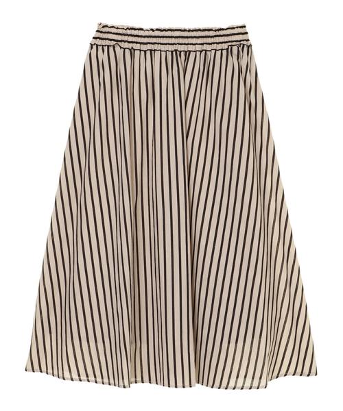 YECCA VECCA(イェッカヴェッカ)の「ストライプ柄ギャザ-スカ-ト(スカート・レディース・ブラック/グリーン・FREE)」の14枚目の写真