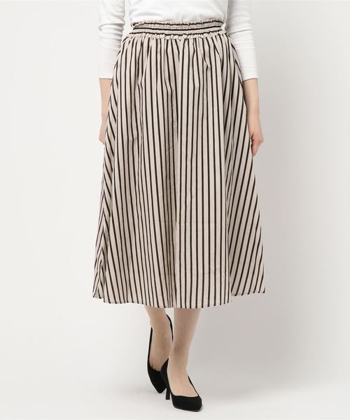 YECCA VECCA(イェッカヴェッカ)の「ストライプ柄ギャザ-スカ-ト(スカート・レディース・ブラック/グリーン・FREE)」の18枚目の写真