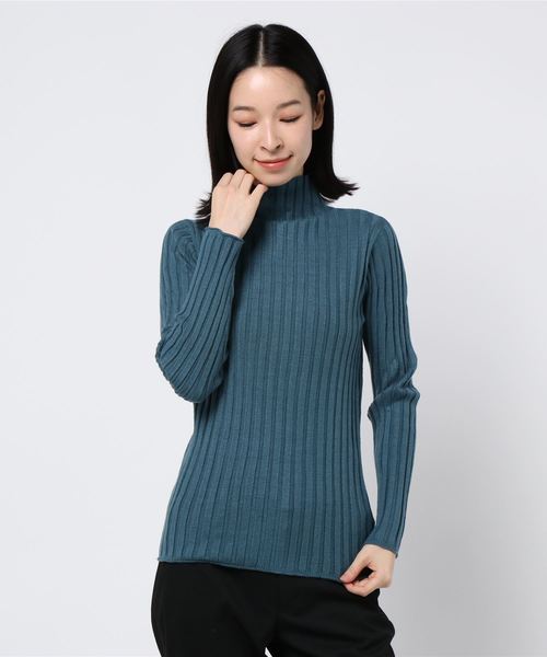 archives（アルシーヴ）の「ワイドリブボトルネックニットトップス（ニット/セーター・レディース・ブラウン/ブルー/アイボリー/ピンクベージュ/オレンジ/ブラック・MEDIUM）」の5枚目の写真