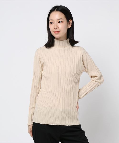 archives（アルシーヴ）の「ワイドリブボトルネックニットトップス（ニット/セーター・レディース・ブラウン/ブルー/アイボリー/ピンクベージュ/オレンジ/ブラック・MEDIUM）」の2枚目の写真