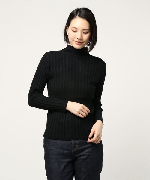 archives（アルシーヴ）の「ワイドリブボトルネックニットトップス（ニット/セーター・レディース・ブラウン/ブルー/アイボリー/ピンクベージュ/オレンジ/ブラック・MEDIUM）」の3枚目の写真