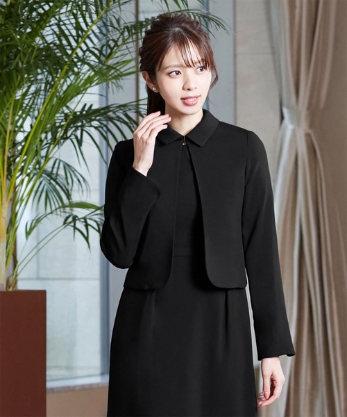 喪服 礼服】ステンカラージャケット ミディアム丈Aラインワンピース