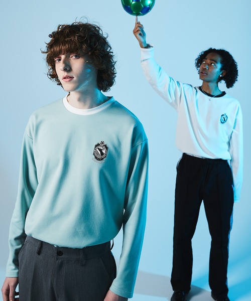EMMA CLOTHES(エマクローズ)の「ポンチローマ オーバーサイズ 切り替え Footballロゴカットソー L/S (EMMA CLOTHES)(Tシャツ/カットソー・メンズ・ホワイト/ブラック/パープル/グリーン系その他・M/L)」の3枚目の写真