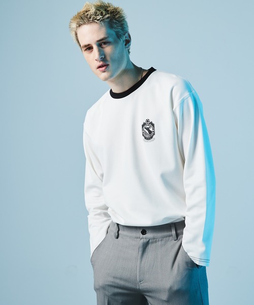 EMMA CLOTHES(エマクローズ)の「ポンチローマ オーバーサイズ 切り替え Footballロゴカットソー L/S (EMMA CLOTHES)(Tシャツ/カットソー・メンズ・ホワイト/ブラック/パープル/グリーン系その他・M/L)」の9枚目の写真
