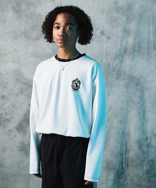 EMMA CLOTHES(エマクローズ)の「ポンチローマ オーバーサイズ 切り替え Footballロゴカットソー L/S (EMMA CLOTHES)(Tシャツ/カットソー・メンズ・ホワイト/ブラック/パープル/グリーン系その他・M/L)」の11枚目の写真