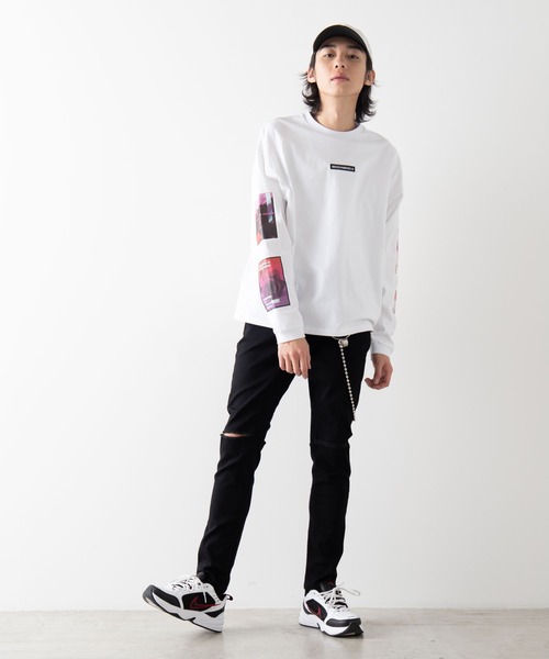 WEGO（ウィゴー）の「WEGO/チェーン付きクラッシュストレッチスキニーデニム（デニムパンツ・メンズ・ブラック/ライトインディゴブルー・MEDIUM/LARGE）」の12枚目の写真