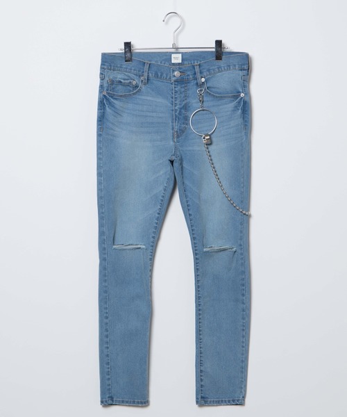 WEGO（ウィゴー）の「WEGO/チェーン付きクラッシュストレッチスキニーデニム（デニムパンツ・メンズ・ブラック/ライトインディゴブルー・MEDIUM/LARGE）」の15枚目の写真