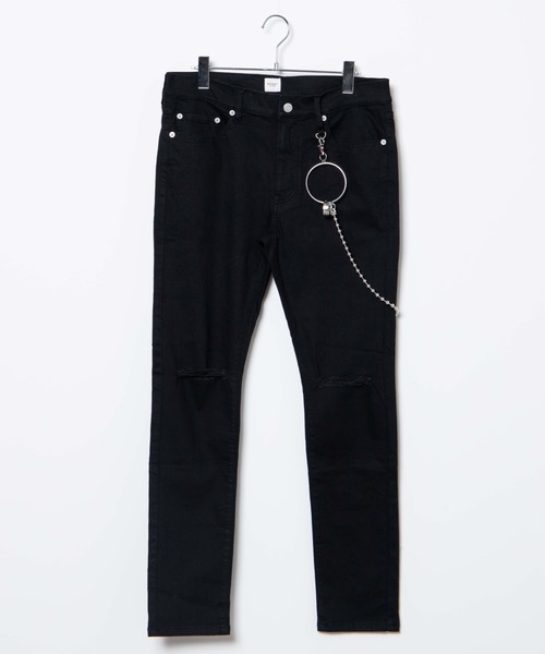 WEGO（ウィゴー）の「WEGO/チェーン付きクラッシュストレッチスキニーデニム（デニムパンツ・メンズ・ブラック/ライトインディゴブルー・MEDIUM/LARGE）」の17枚目の写真