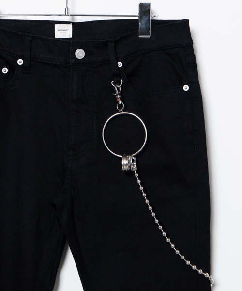 WEGO（ウィゴー）の「WEGO/チェーン付きクラッシュストレッチスキニーデニム（デニムパンツ・メンズ・ブラック/ライトインディゴブルー・MEDIUM/LARGE）」の20枚目の写真