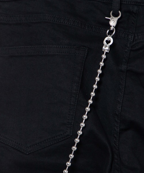 WEGO（ウィゴー）の「WEGO/チェーン付きクラッシュストレッチスキニーデニム（デニムパンツ・メンズ・ブラック/ライトインディゴブルー・MEDIUM/LARGE）」の4枚目の写真