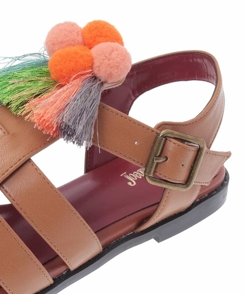 【美品】Jocomomola ホコモモラ2WAYポンポンストラップサンダル 美品】Jocomomola ホコモモラ2WAYポンポンストラップサンダル
