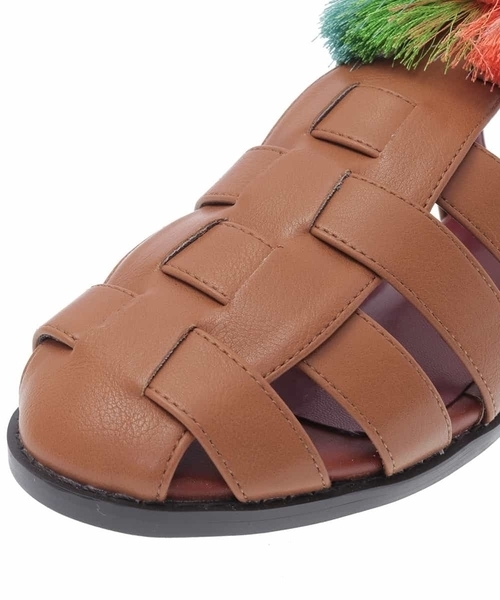 【美品】Jocomomola ホコモモラ2WAYポンポンストラップサンダル セール】【2WAY】ポンポンストラップサンダル（サンダル