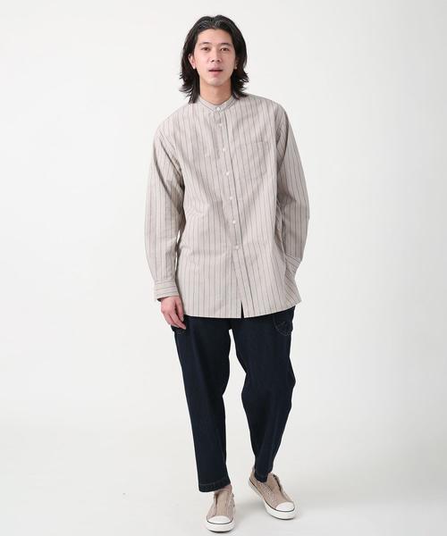 coen（コーエン）の「インドコットンストライプロングバンドカラーシャツ（シャツ/ブラウス・メンズ・ホワイト/ベージュ・X-LARGE/LARGE/SMALL/MEDIUM）」の12枚目の写真