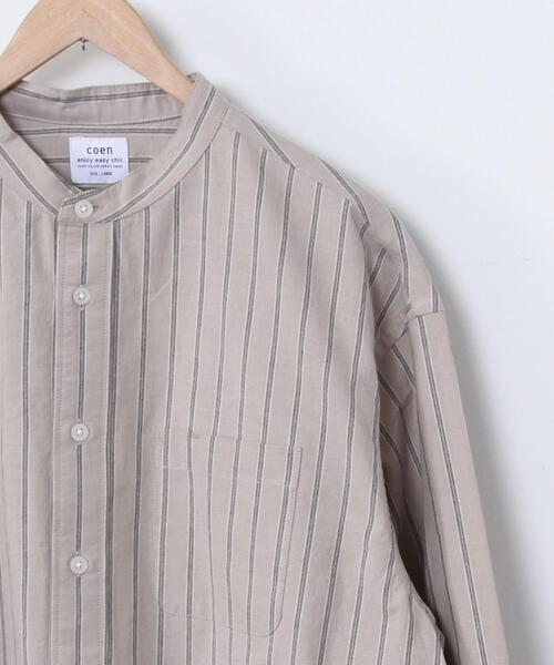 coen（コーエン）の「インドコットンストライプロングバンドカラーシャツ（シャツ/ブラウス・メンズ・ホワイト/ベージュ・X-LARGE/LARGE/SMALL/MEDIUM）」の9枚目の写真