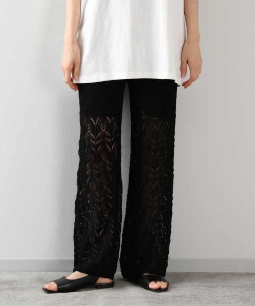 LOWRYS FARM（ローリーズファーム）の「サマーニットガラパンツ　881370（その他パンツ・レディース・オフホワイト/ブラック/レッド・FREE）」の2枚目の写真