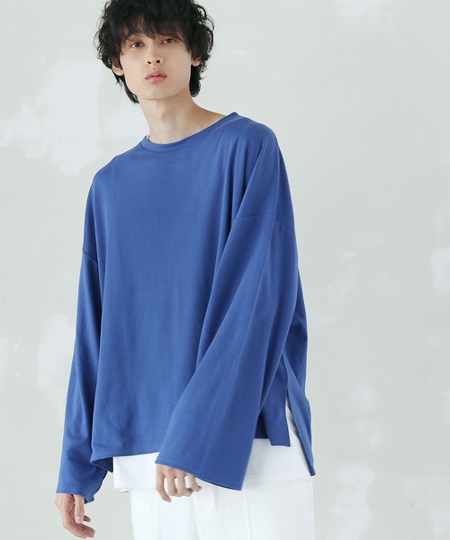 LILL(リル)の「オーバーサイズ 長袖 Tシャツ & タンクトップ リアルレイヤード アンサンブル セット(Tシャツ/カットソー・メンズ・ホワイト/ベージュ/ブラック/ブルー系その他・M/L)」の4枚目の写真