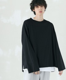 LILL | オーバーサイズ 長袖 Tシャツ ＆ タンクトップ リアルレイヤード アンサンブル セット(Tシャツ/カットソー)