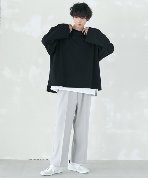 LILL(リル)の「オーバーサイズ 長袖 Tシャツ & タンクトップ リアルレイヤード アンサンブル セット(Tシャツ/カットソー・メンズ・ホワイト/ベージュ/ブラック/ブルー系その他・M/L)」の13枚目の写真