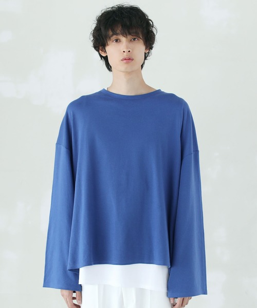 LILL(リル)の「オーバーサイズ 長袖 Tシャツ & タンクトップ リアルレイヤード アンサンブル セット(Tシャツ/カットソー・メンズ・ホワイト/ベージュ/ブラック/ブルー系その他・M/L)」の7枚目の写真