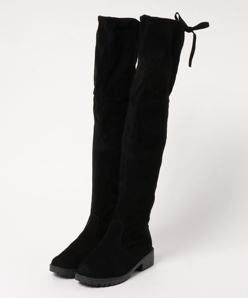 STYLEBLOCK（スタイルブロック）の「バックリボンローヒールニーハイブーツ（ブーツ・レディース・ブラック・36/38/40/39/37/41/35）」の4枚目の写真