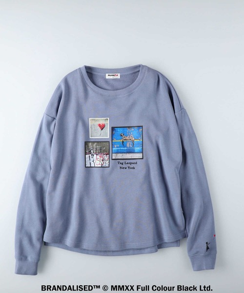 Right-on（ライトオン）の「【BRANDALISED】バンクシープリントスウェット（スウェット・レディース・ホワイト/ブラック/ブラウン/オフホワイト/ダークグレー/ブルー/ダークブラウン/キナリ/ピンク/グレー・M/L）」の9枚目の写真