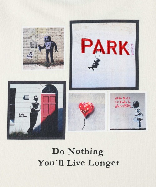 Right-on（ライトオン）の「【BRANDALISED】バンクシープリントスウェット（スウェット・レディース・ホワイト/ブラック/ブラウン/オフホワイト/ダークグレー/ブルー/ダークブラウン/キナリ/ピンク/グレー・M/L）」の11枚目の写真