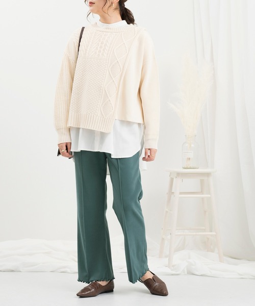 Ambre Neige(アンブルネージュ)の「ワンマイルウェアセットアップ/【WEB/EC限定商品】(その他ルームウェア・レディース・ダークグリーン/アイボリー・FREE)」の7枚目の写真