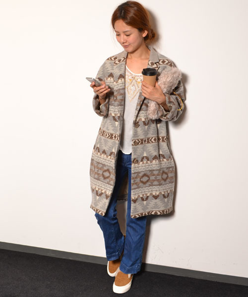 navasana(ナバアサナ)の「エスニックウールコート/714-NAM-dms-N142-CO041(その他アウター・レディース・グレー/ベージュ・FREE)」の13枚目の写真