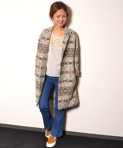 navasana(ナバアサナ)の「エスニックウールコート/714-NAM-dms-N142-CO041(その他アウター・レディース・グレー/ベージュ・FREE)」の14枚目の写真