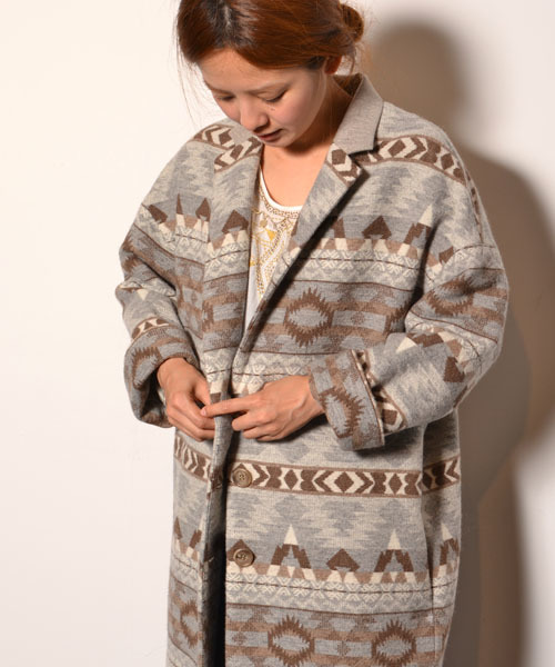 navasana(ナバアサナ)の「エスニックウールコート/714-NAM-dms-N142-CO041(その他アウター・レディース・グレー/ベージュ・FREE)」の15枚目の写真