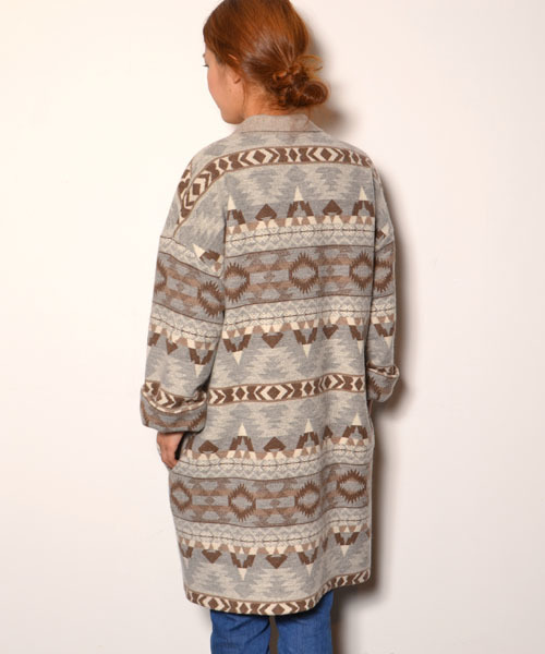navasana(ナバアサナ)の「エスニックウールコート/714-NAM-dms-N142-CO041(その他アウター・レディース・グレー/ベージュ・FREE)」の6枚目の写真