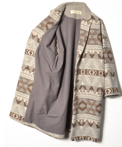 navasana(ナバアサナ)の「エスニックウールコート/714-NAM-dms-N142-CO041(その他アウター・レディース・グレー/ベージュ・FREE)」の9枚目の写真