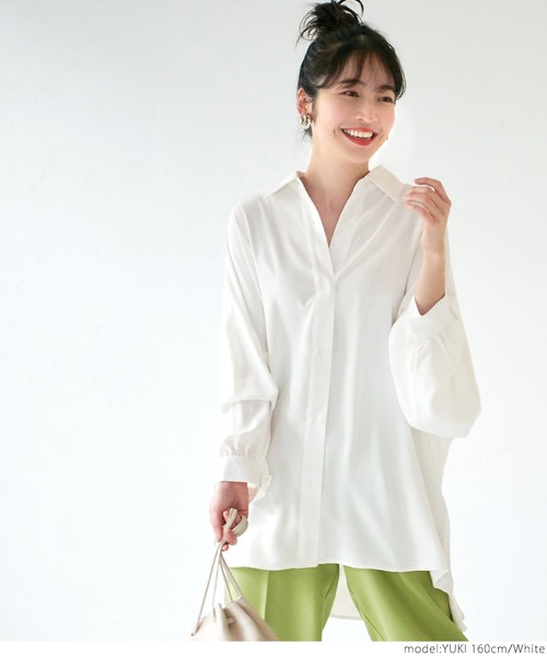 coca(coca)(コカ)の「とろみロングシャツ(シャツ/ブラウス・レディース・ホワイト/グレー系その他・ONE SIZE)」の9枚目の写真