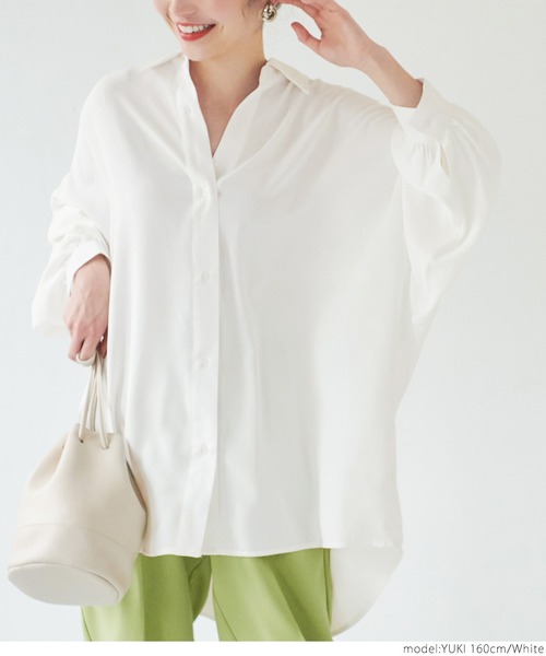 coca(coca)(コカ)の「とろみロングシャツ(シャツ/ブラウス・レディース・ホワイト/グレー系その他・ONE SIZE)」の11枚目の写真