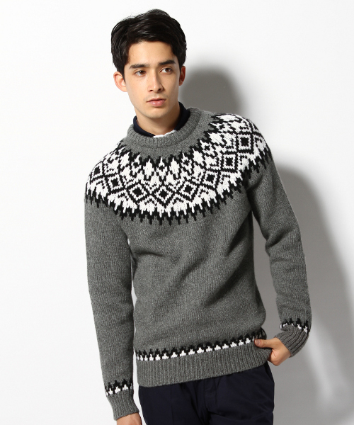 EDIFICE（エディフィス）の「◇CASHMEREキュウシンフェアテイルC/N （ニット/セーター・メンズ・ホワイト/グレー・46/48/44）」の3枚目の写真