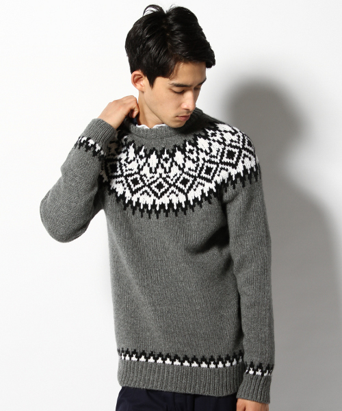 EDIFICE（エディフィス）の「◇CASHMEREキュウシンフェアテイルC/N （ニット/セーター・メンズ・ホワイト/グレー・46/48/44）」の4枚目の写真