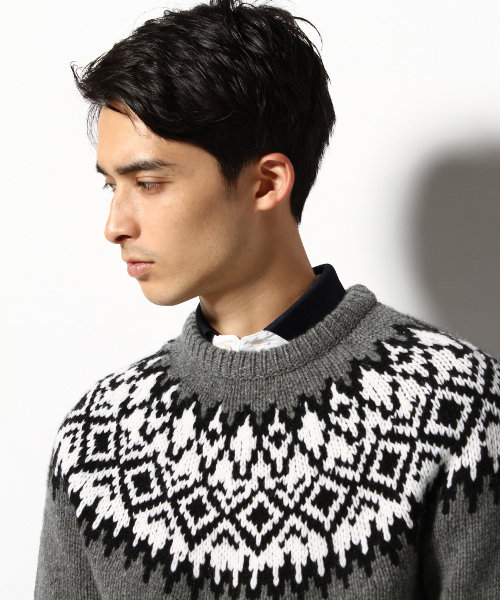 EDIFICE（エディフィス）の「◇CASHMEREキュウシンフェアテイルC/N （ニット/セーター・メンズ・ホワイト/グレー・46/48/44）」の8枚目の写真